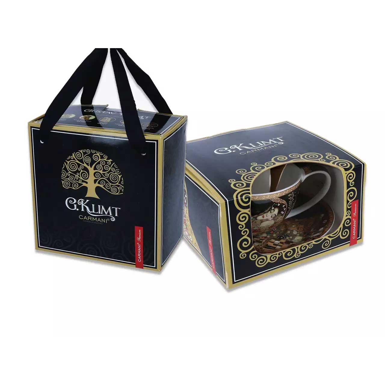 Bögre, csésze Porcelán teás csésze aljjal 360 ml Klimt A Csók
