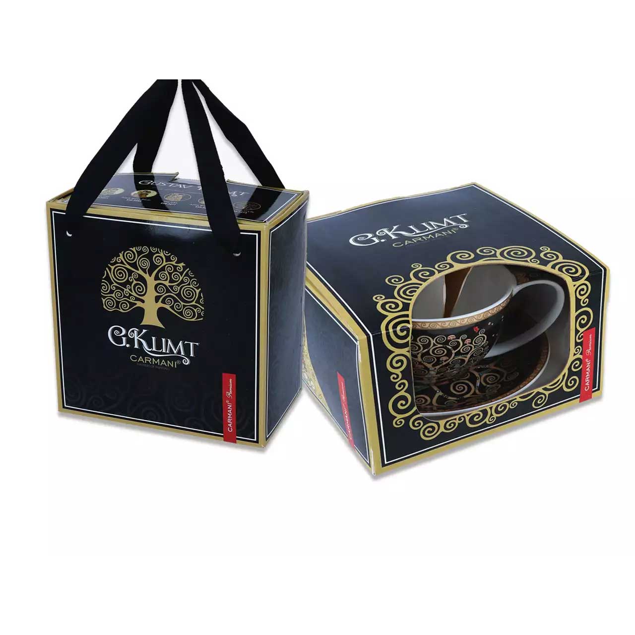 Bögre, csésze Porcelán teás csésze aljjal 360 ml Klimt Életfa