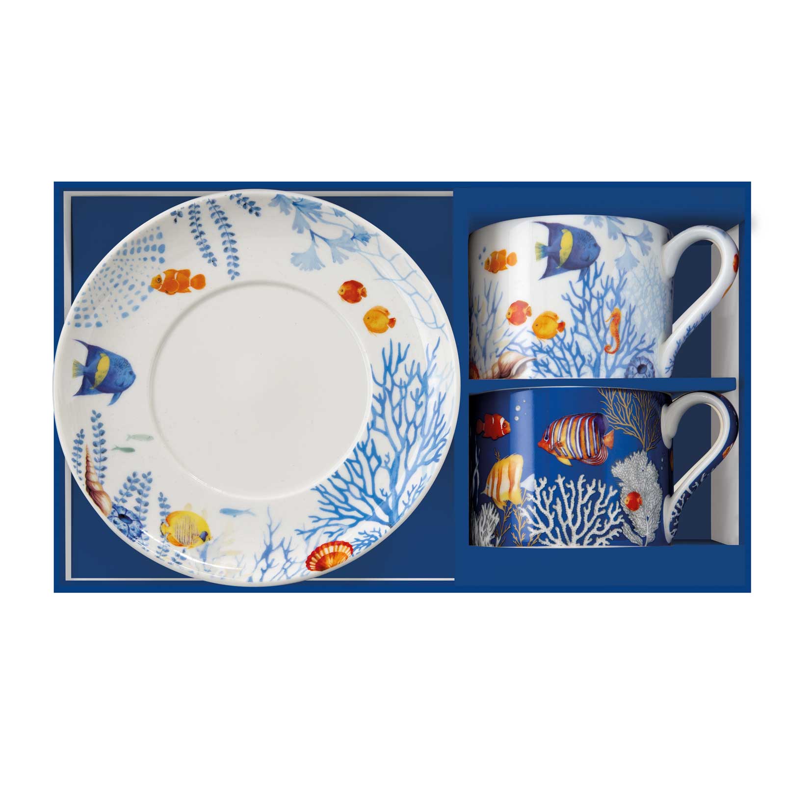 Bögre, csésze Porcelán teás csésze szett 2 személyes Aquarium