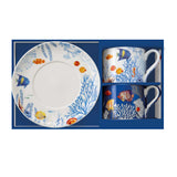 Bögre, csésze Porcelán teás csésze szett 2 személyes Aquarium