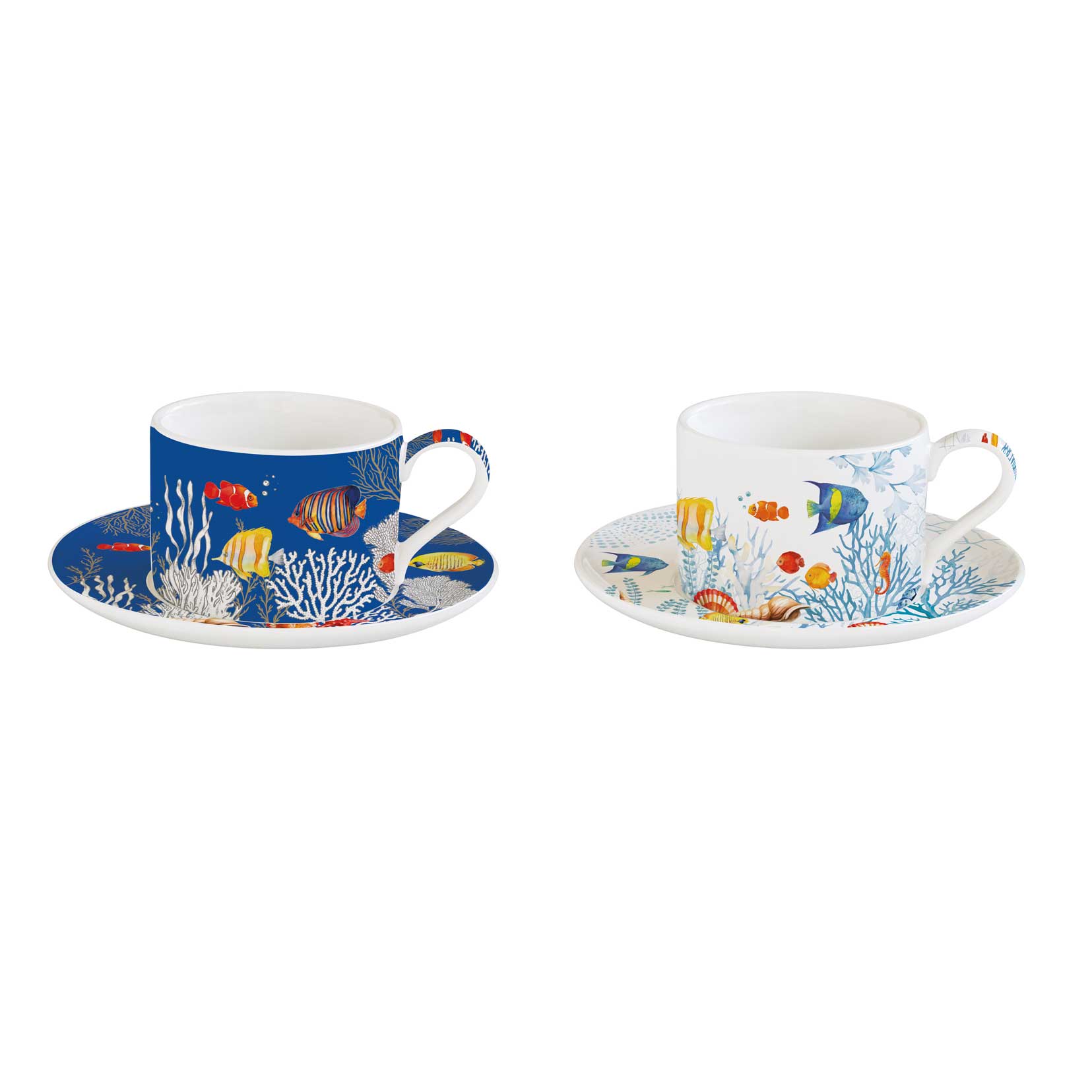 Bögre, csésze Porcelán teás csésze szett 2 személyes Aquarium