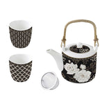 Bögre, csésze Porcelán teáskanna szűrővel pohárral szett Coffee Mania Art Deco & Flowers