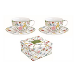 Bögre, csésze Porcelán virág mintás eszpresszó kávés csésze szett 100 ml díszdobozban Garden Dreams