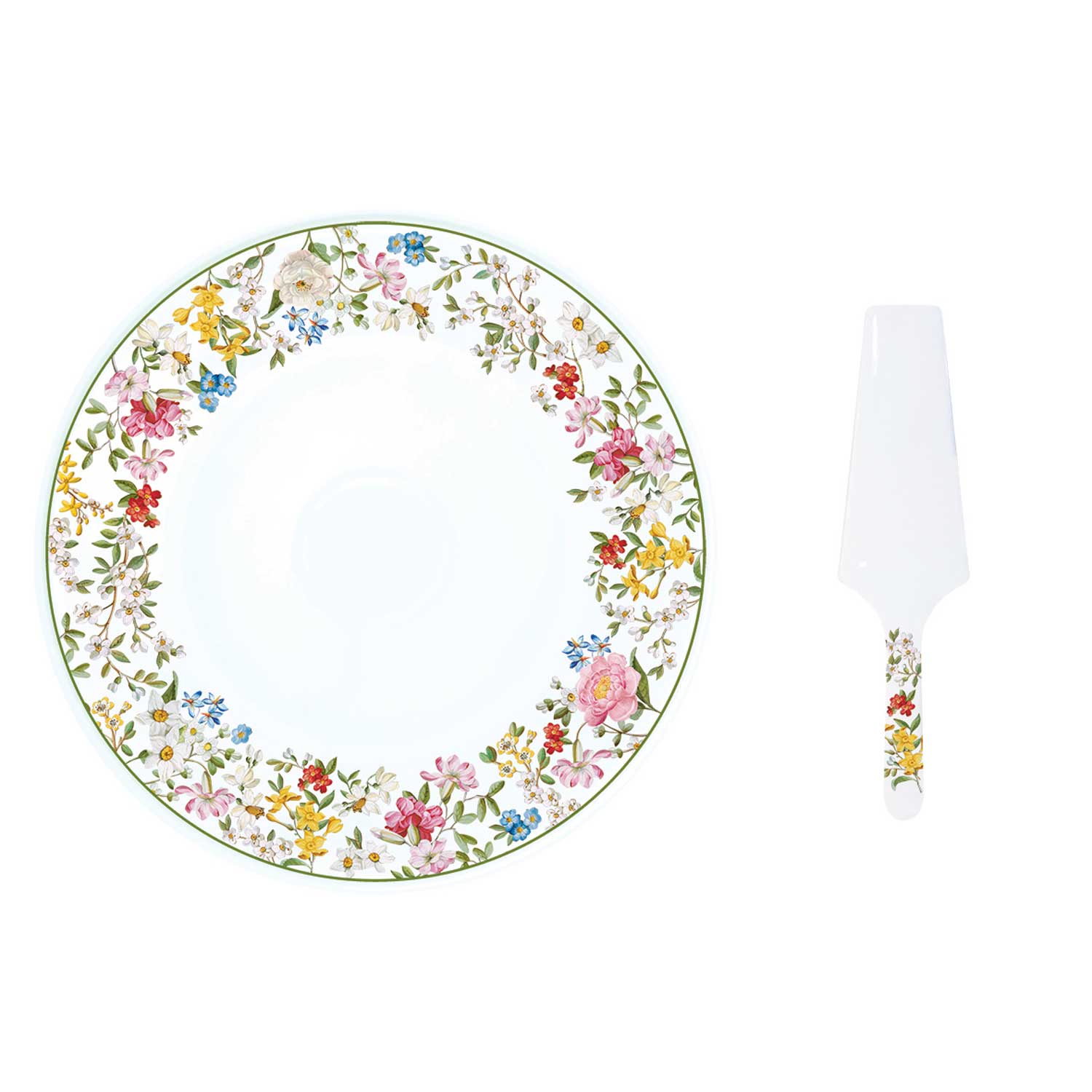 Tortatál Porcelán virág mintás tortaál lapáttal díszdobozban Garden Dreams