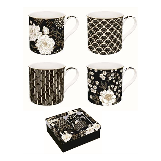 Bögre, csésze Porcelán virágos bögre 4 db szett Coffee Mania Art Deco & Flowers