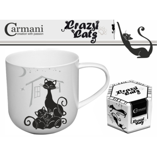 Bögre, csésze Porcelánbögre díszdobozban, 500ml - macskamama kiscicáival
