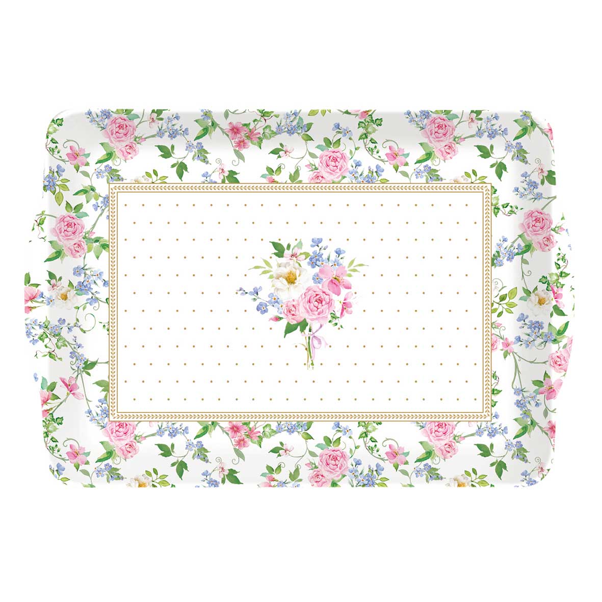 Tálca Rózsás műanyag tálca 33x22 cm Garden Joy