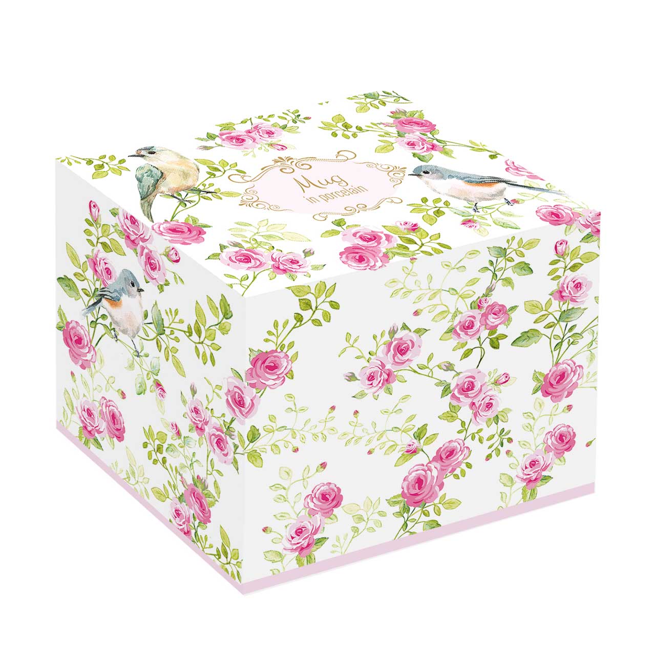Bögre, csésze Rózsás porcelán bögre arany szegéllyel 300 ml