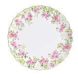 Tányér, étkészlet Rózsás porcelán lapostányér arany szegéllyel