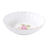 Tányér, étkészlet Rózsás porcelán mélytányér arany szegéllyel
