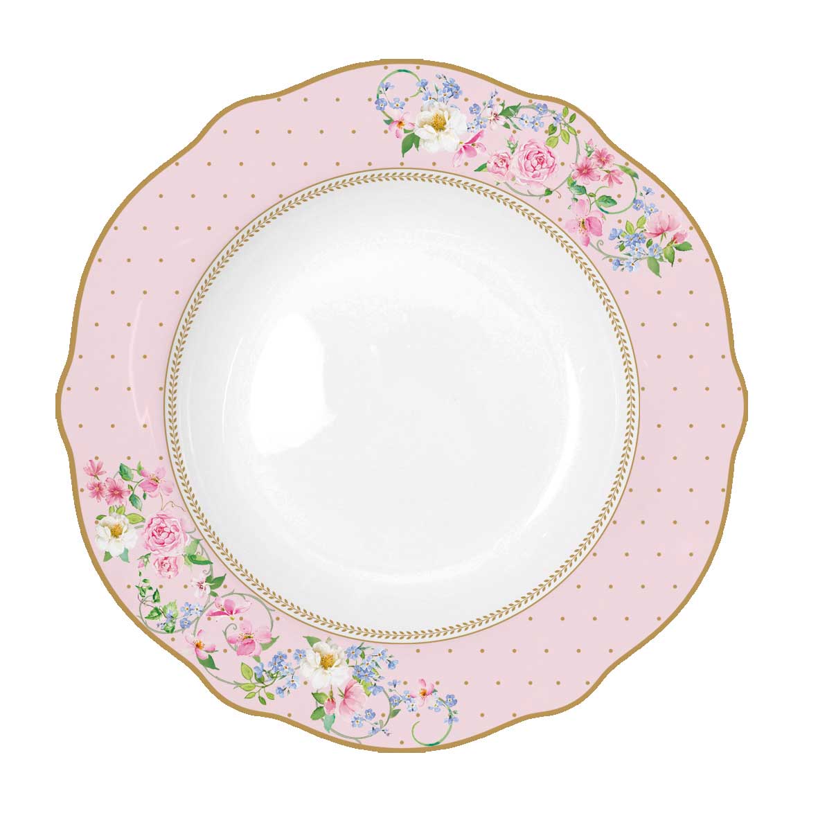 Tányér, étkészlet Rózsás porcelán mélytányér Garden Joy