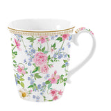 Bögre, csésze Rózsás porcelán porcelán bögre díszdobozban Garden Joy White