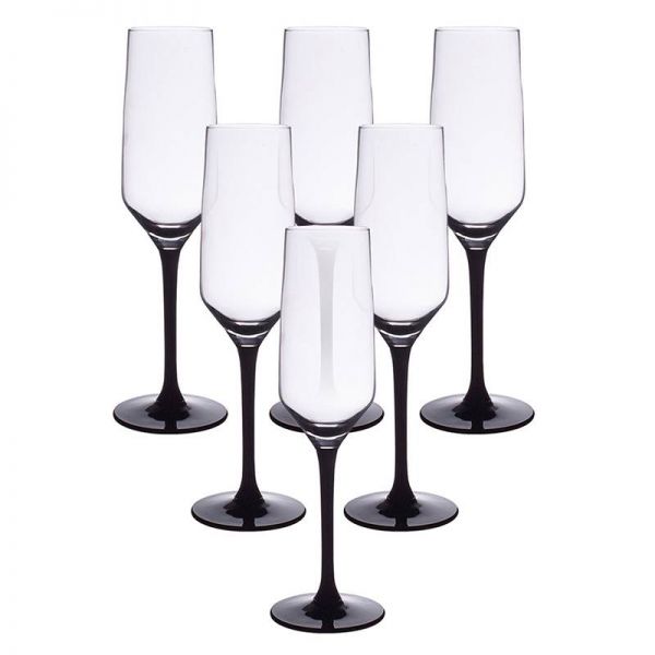 Pohár Rubin Black pezsgőspohár készlet - 6 darabos 220 ml