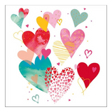 Szalvéta Színes szívek, fehér papírszalvéta - With Love White 33x33