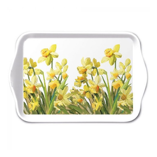 Tálca Tavaszi nárcisz virágos műanyag kis tálca Golden Daffodils 13x21cm