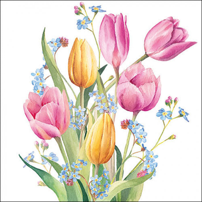 Szalvéta Tulipán virágos papírszalvéta 33x33 cm Tulips Bouquet