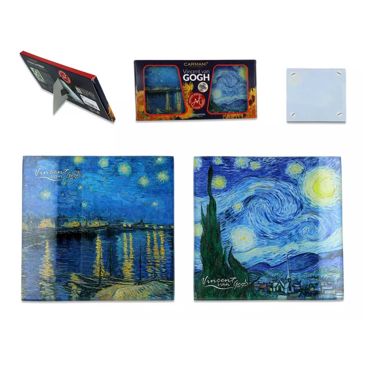 Tányéralátét, poháralátét Üveg poháralátét 2 db-os szett Van Gogh Csillagos éj Rhone folyó felett