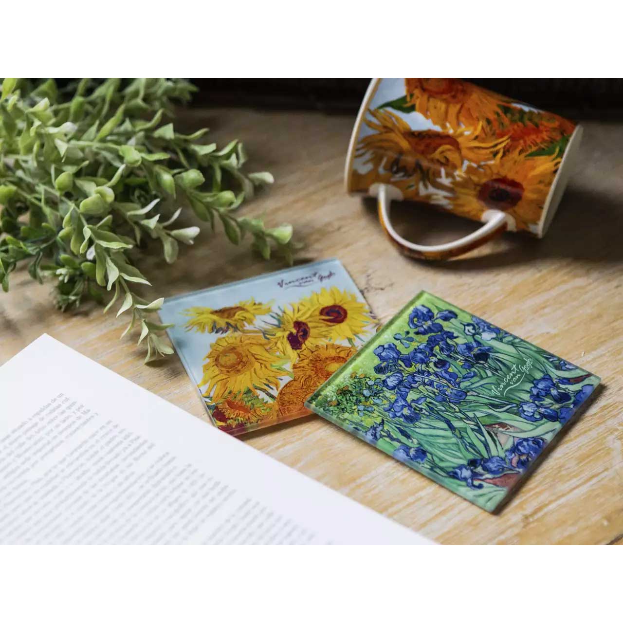 Tányéralátét, poháralátét Üveg poháralátét 2 db Van Gogh Íriszek Napraforgók