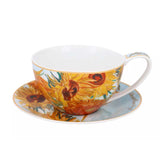 Bögre, csésze Van Gogh porcelán teás csésze Napraforgók díszdobozban