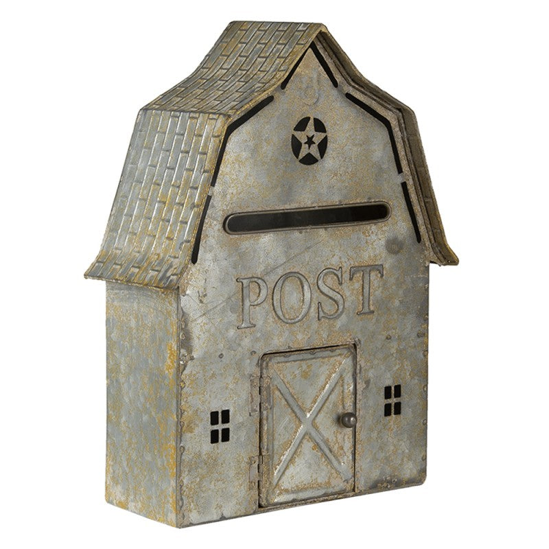 Postaláda Vintage fém postaláda házikó szürke Post