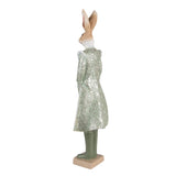 Húsvéti Dekoráció Vintage Nyuszi Úr viktoriánus zöld ruhában dekorációs figura 44 cm