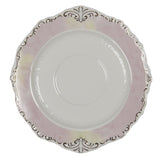 Bögre, csésze Vintage viktoriánus rózsa mintás porcelán teáscsésze aljjal arany peremmel fehér