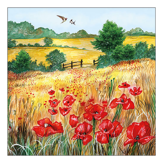 Szalvéta Wheat fields pipacsos papírszalvéta 33x33 cm 20 db-os