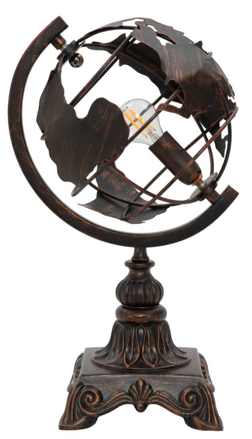 Globe antik bronz asztali lámpa földgömb dizájnnal – vintage stílus Mauro Ferretti