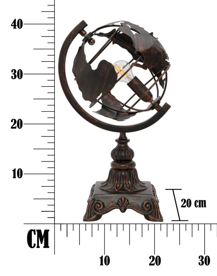 Globe antik bronz asztali lámpa földgömb dizájnnal – vintage stílus Mauro Ferretti