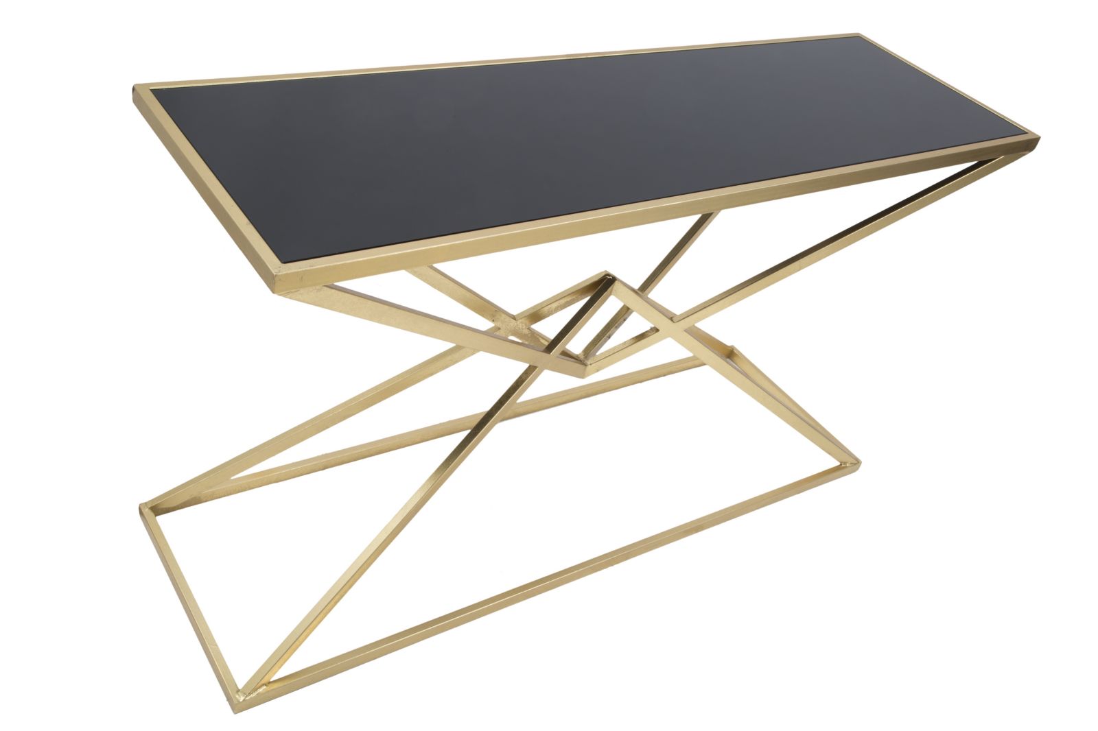 Luxurio arany design konzolasztal fekete üveg asztallappal 130 cm Konzolasztal Mauro Ferretti