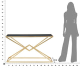 Luxurio arany design konzolasztal fekete üveg asztallappal 130 cm Konzolasztal Mauro Ferretti