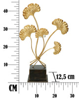 Arany ginkgo leveles fém gyertyatartó 44 cm Gyertyatartó Mauro Ferretti