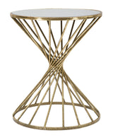 Mauro Ferretti – aranyszínű kisasztal tükörlapos asztallappal Ø42x50 cm – Glamour