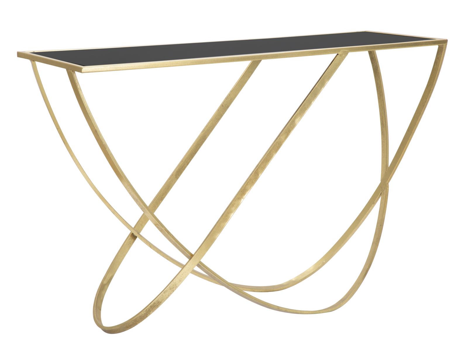 Arany design konzolasztal fekete üveglappal 120 cm Konzolasztal Mauro Ferretti