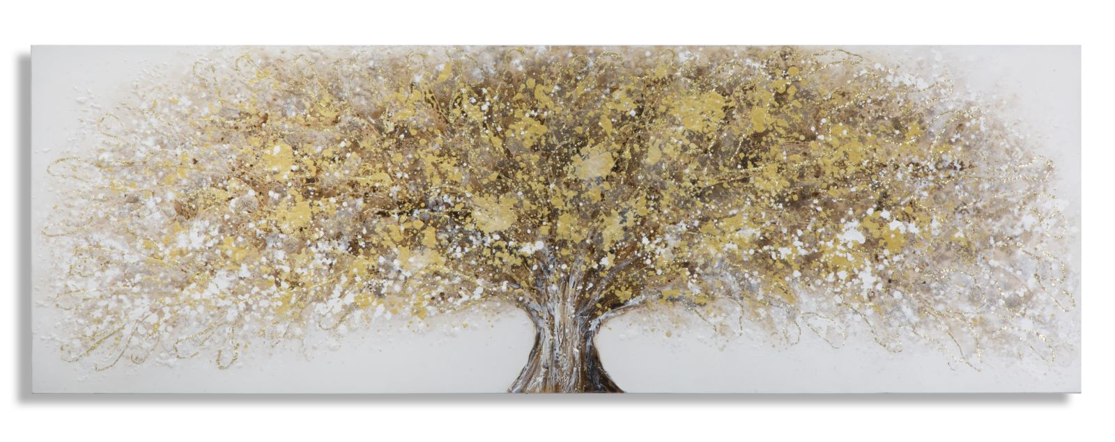 Kézzel Festett Modern Falikép – Arany Fa Motívummal, Vászonkép 180×60 cm Falikép Mauro Ferretti