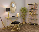 Luxurio arany design konzolasztal fekete üveg asztallappal 130 cm Konzolasztal Mauro Ferretti