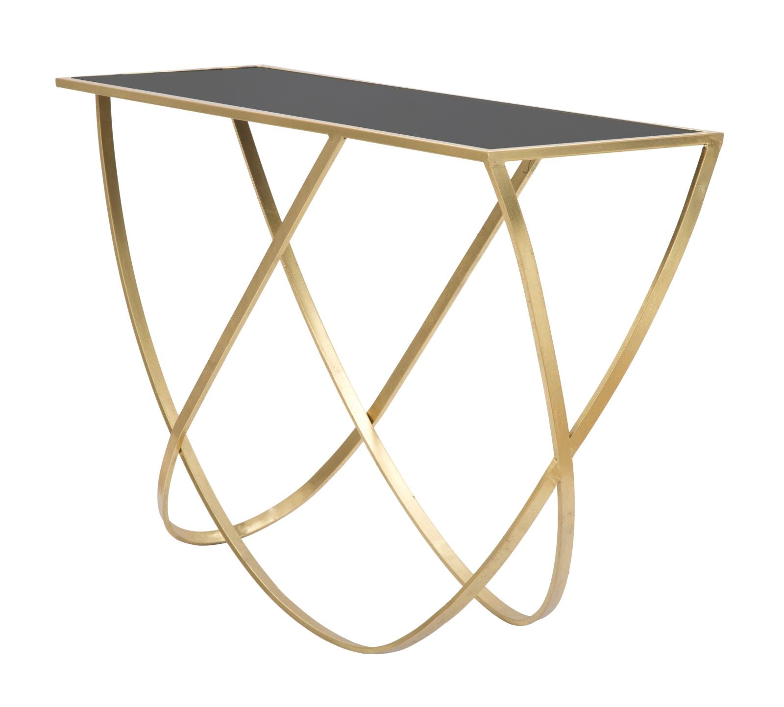 Arany design konzolasztal fekete üveglappal 120 cm Konzolasztal Mauro Ferretti