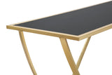 Arany design konzolasztal fekete üveglappal 120 cm Konzolasztal Mauro Ferretti