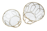Oro aranyszínű fém kisasztal készlet üveg lappal – 2 db – Duetto