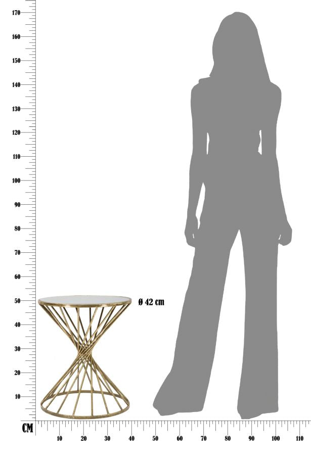 aranyszínű kisasztal tükörlapos asztallappal Ø42x50 cm – Glamour