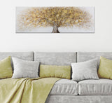 Kézzel Festett Modern Falikép – Arany Fa Motívummal, Vászonkép 180×60 cm Falikép Mauro Ferretti