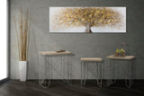 Kézzel Festett Modern Falikép – Arany Fa Motívummal, Vászonkép 180×60 cm Falikép Mauro Ferretti