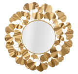 Glamour arany keretes kerek fali tükör 81 cm Leaves Fali tükör Mauro Ferretti