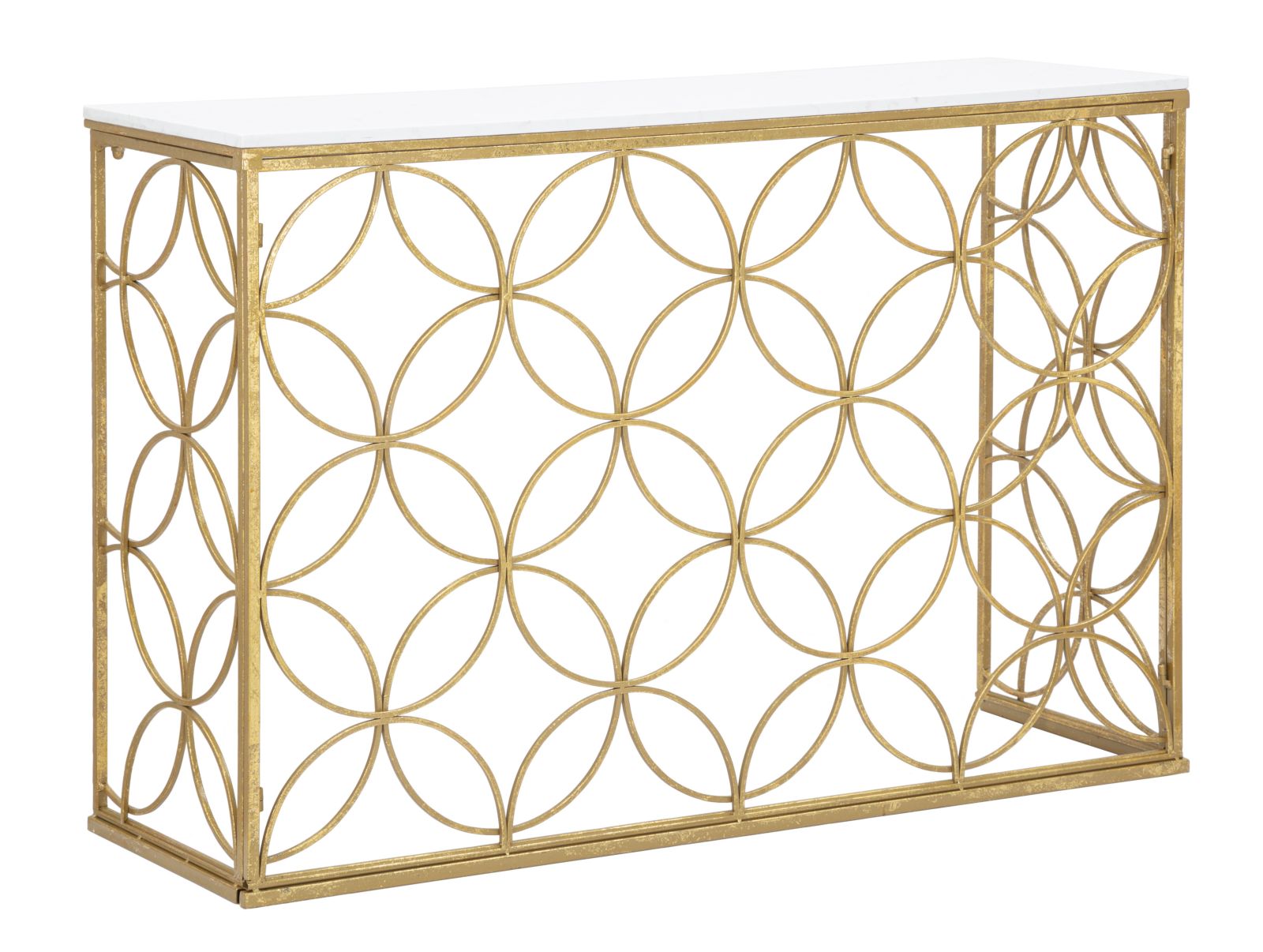 Anaïs arany színű design konzolasztal márvány lappal Konzolasztal Mauro Ferretti