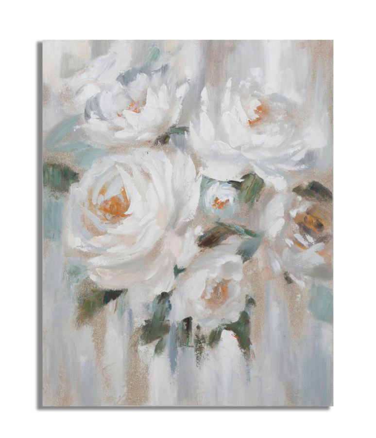 Krém Virágos Falikép – Pasztell Fehér Virág Motívum, Vászonkép 80×100 cm Falikép Mauro Ferretti