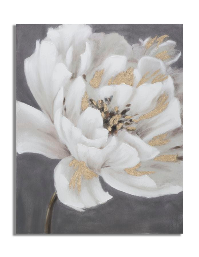Fehér–Arany Virágos Falikép – Elegáns Vászonkép 80×100 cm Falikép Mauro Ferretti