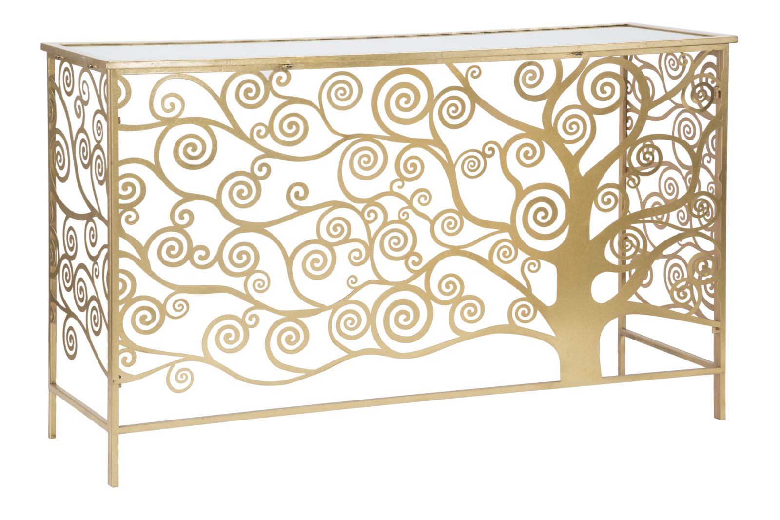 Arany színű design konzolasztal Életfa dekorral 141 cm Konzolasztal Mauro Ferretti