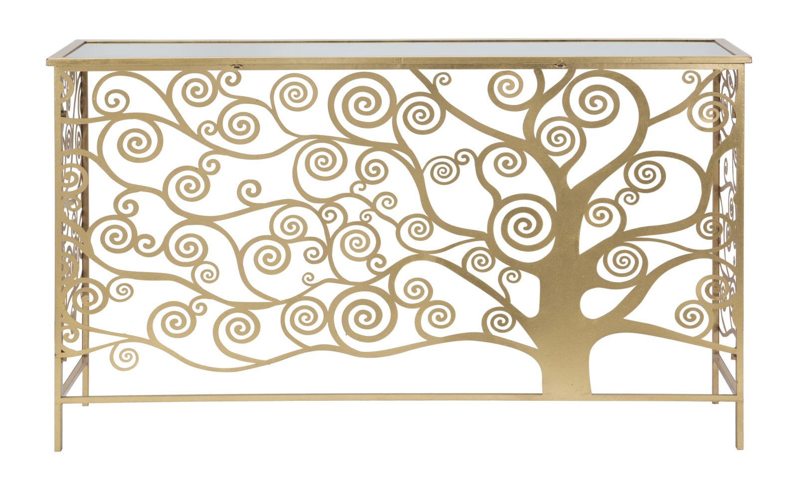 Arany színű design konzolasztal Életfa dekorral 141 cm Konzolasztal Mauro Ferretti