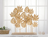 Arany monstera levél dekoráció fa talppal 56X10X57,5 cm Dekorációs figura Mauro Ferretti