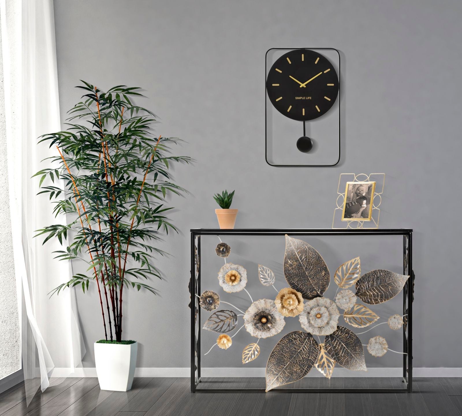 Glam Dark fekete fém design konzolasztal tükrös üveglappal Konzolasztal Mauro Ferretti